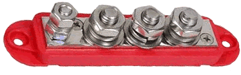 Red Buss Bar 3 = 3/8" Studs & 1 = 1/4" Stud Stainless Nuts & Washers