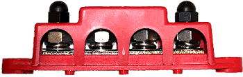 Red Buss Bar with Cover 4 = 3/8-16" Studs & 3 = 8-32" take off Screws  Stainless Nuts & Washers